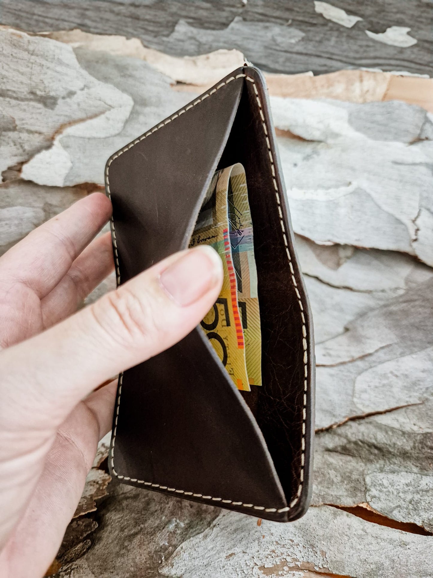 Billfold Wallet: Brown Pull-up